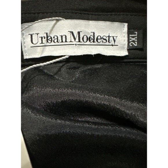 Urban Modesty Black Lattice Long Jumpsuit 2XL Modest Wear Belt Loops Lined New - Picture 7 of 9